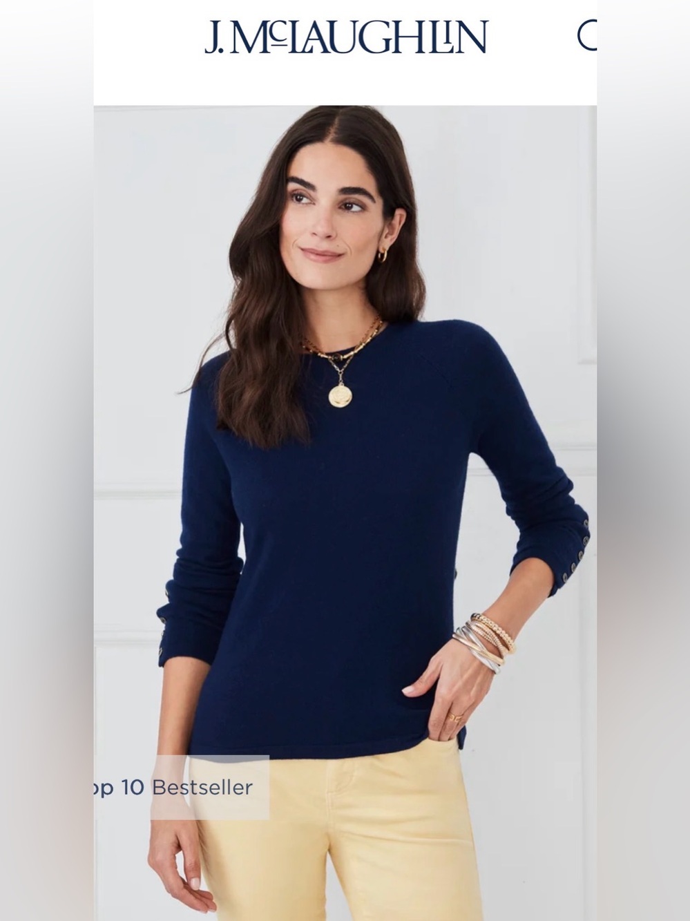NWT J.McLaughlin Cashmere Jamey Sweater in Classic Navy , XL
